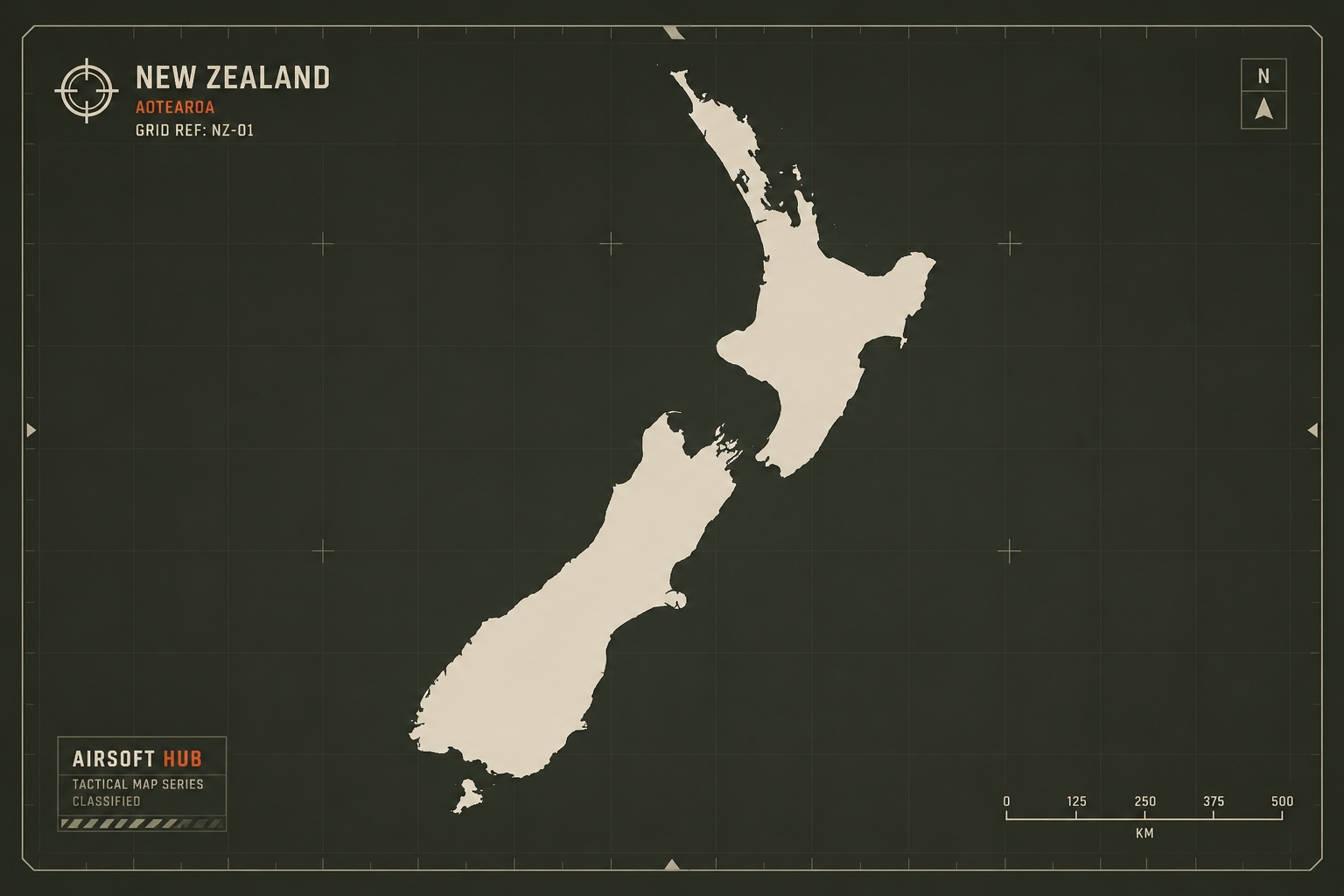 Tactical map of New Zealand
